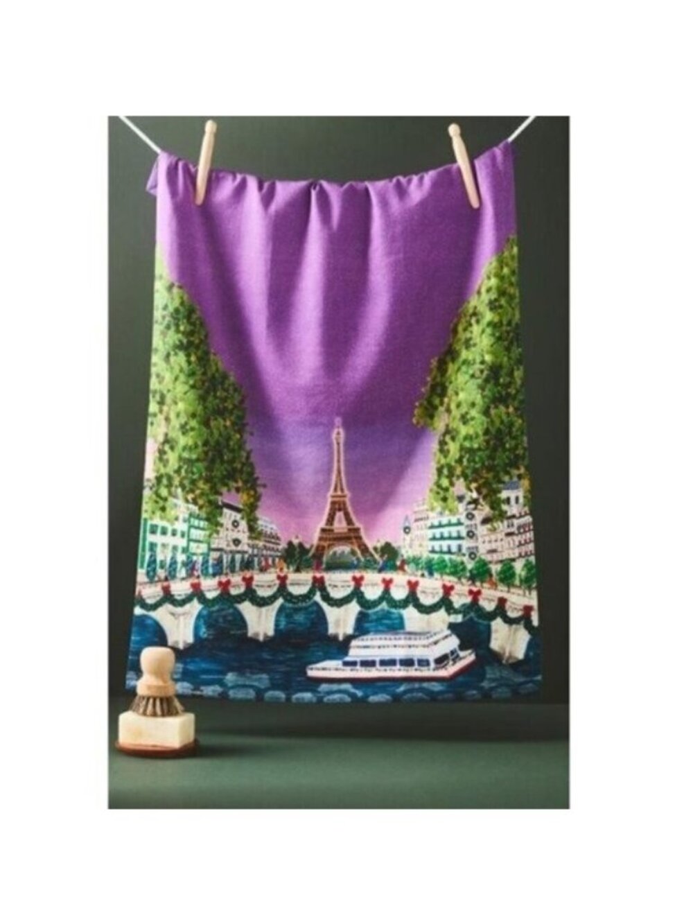 Anthropologie Holiday in the City Dish Towel NEW Paris Christmas French Gift